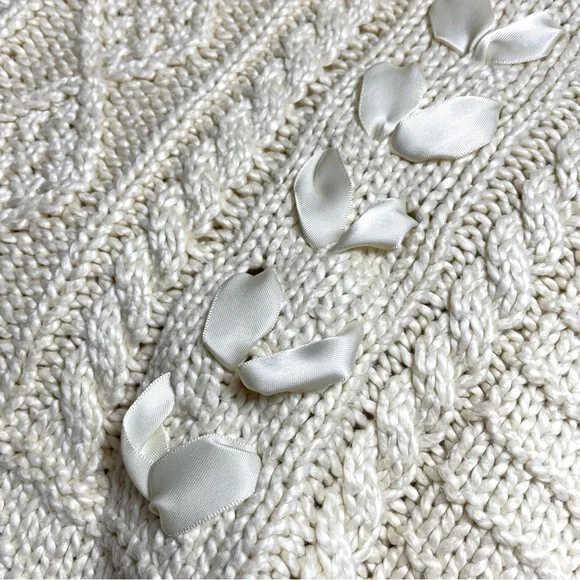 Ralph Lauren Chunky Cable Knit Fisherman Sweater Feminine Coquette XL - Picture 5 of 15